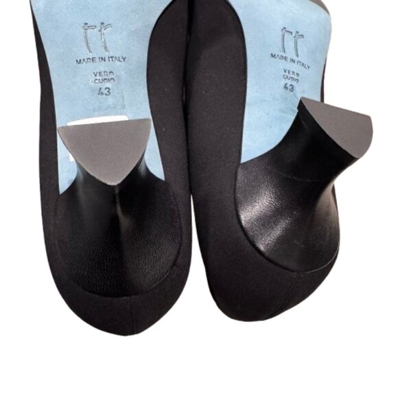 Thierry Rabotin Peach Nero Flair Black Minimalist Pump Heels Women's IT43 - Picture 10 of 10